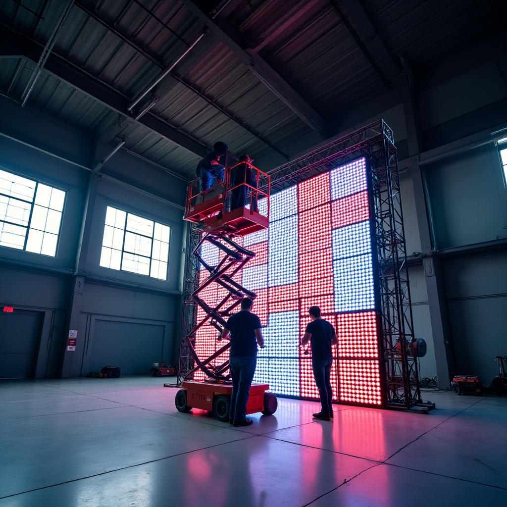 Installazione di schermo LED modulare per evento aziendale