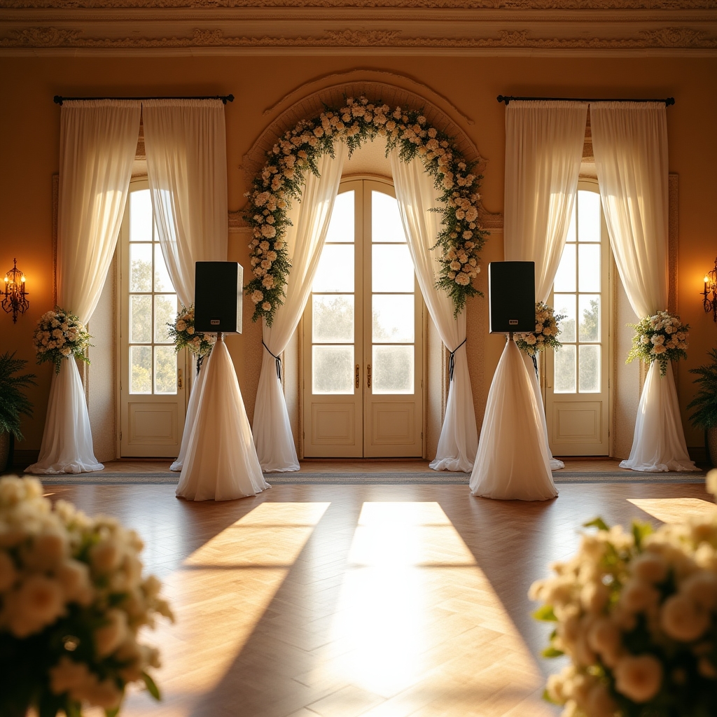 Impianto audio installato per cerimonia di matrimonio in villa